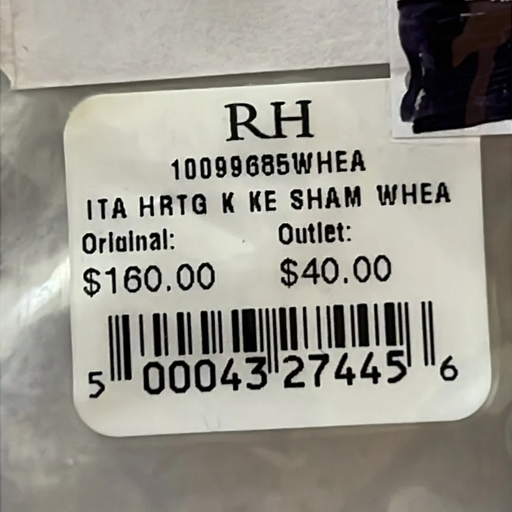 ✅RESTORATION HARDWARE ITALIAN HERITAGE WASHED LINEN FLANGE King SHAM in Wheat